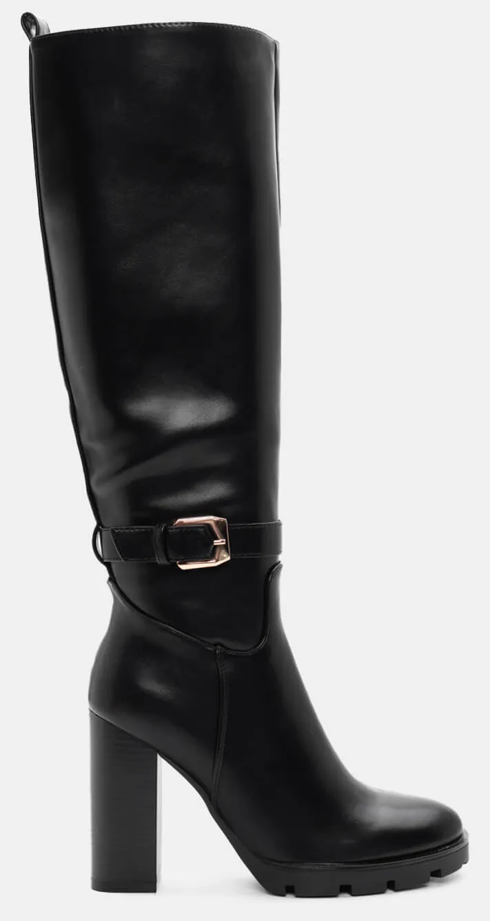 Μπότες με Διακοσμητικό Λουράκι - Μαύρο