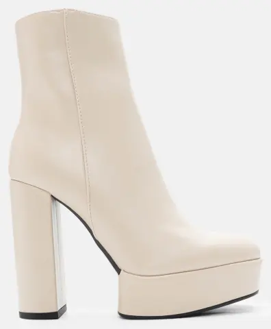 Μποτάκια Αστραγάλου με Φιάπα & Τακούνι - Μπεζ