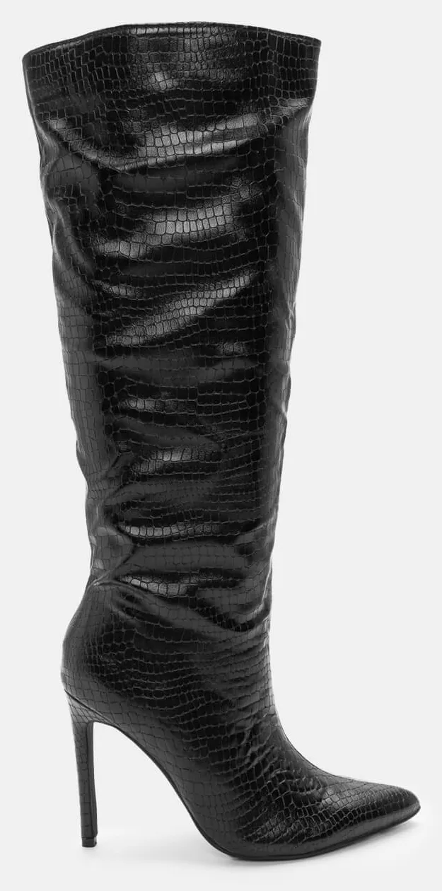 Μπότες Μυτερές Snake Print - Μαύρο