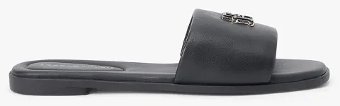 TOMMY HILFIGER TH LOGO HARDWARE LEATHER MULE FW0FW09292-BDS Black