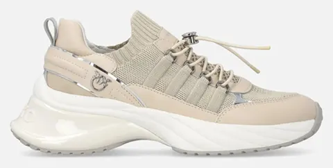 PINKO SHOES ARIEL 34 - SNEAKER CALF LEATHER/KNIT CORDA SS0141P128I35-CORDA Biege