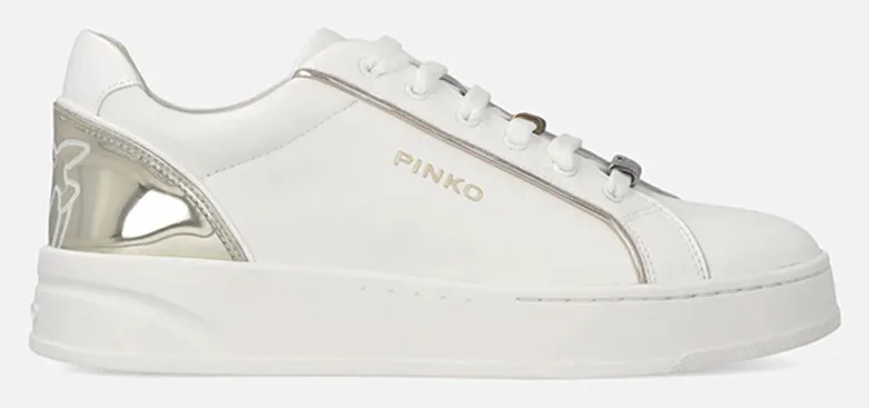 PINKO SHOES IRIS 01 - SNEAKER CALF LEATHER MILK/PLATINUM SS0131P001ZX8-MILK PLATINUM Cream
