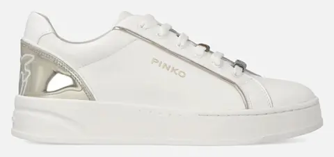 PINKO SHOES IRIS 01 - SNEAKER CALF LEATHER MILK/PLATINUM SS0131P001ZX8-MILK PLATINUM Cream