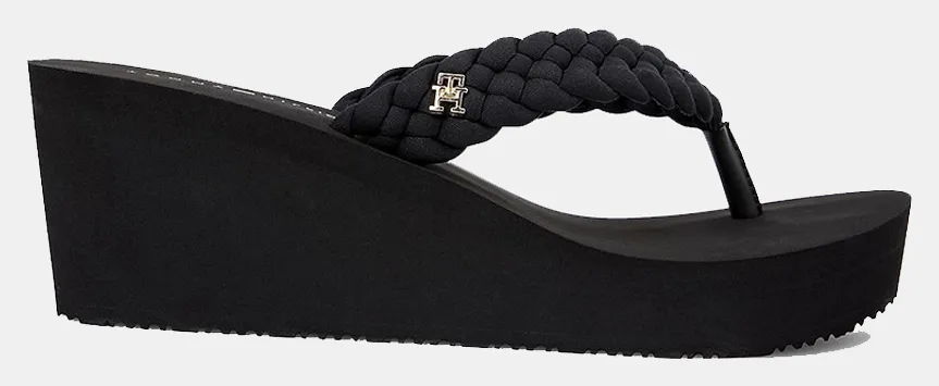 TOMMY HILFIGER TH WEDGE BRAIDED SUMMER SANDAL FW0FW09198-BDS Black