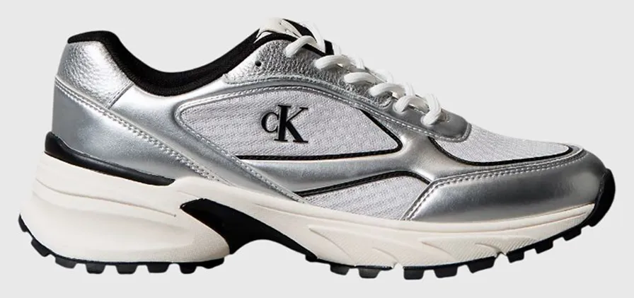 CALVIN KLEIN JEANS HIKE RUNNER LACEUP MESH MIX MET YM0YM01402-0IX MetallicSilver