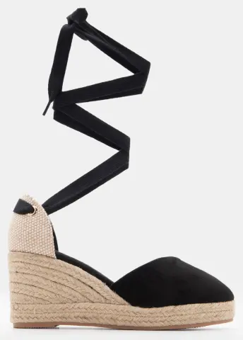 LUIGI DESIGN - Πλατφόρμες Εσπαντρίγιες Lace Up - Μαύρο-Μπεζ