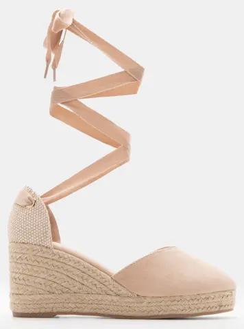 LUIGI DESIGN - Πλατφόρμες Εσπαντρίγιες Lace Up - Μπεζ-Σκούρο