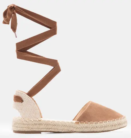 LUIGI DESIGN - Flat Εσπαντρίγιες Lace Up - Καφέ Σκούρο