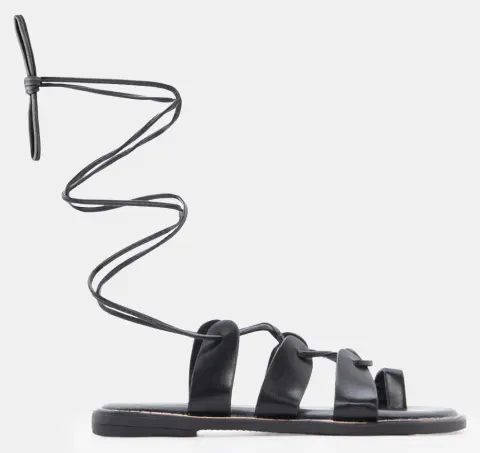 LUIGI DESIGN - Flat Σανδάλια Gladiator - Μαύρο