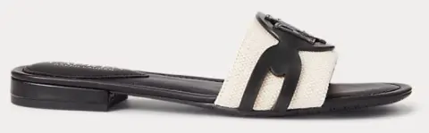 ΓΥΝΑΙΚΕΙΑ ΣΑΝΔΑΛΙ POLO RALPH LAUREN ALEGRA CANVAS/LEATHER SLIDE KHAKI/BLACK POLO RALPH LAUREN