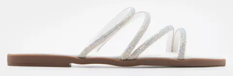 LUIGI DESIGN - Flat Σανδάλια με Πολλαπλά Λουράκια από Strass - Λευκό