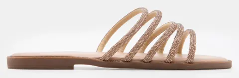 LUIGI DESIGN - Flat Σανδάλια με Πολλαπλά Λουράκια από Strass - Χρυσό