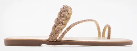LUIGI DESIGN - Flat Thong Σανδάλια με Λουράκι Πλεξούδα & Strass - Χρυσό