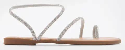 LUIGI DESIGN - Flat Σανδάλια με Λουράκια από Strass - Ασημί