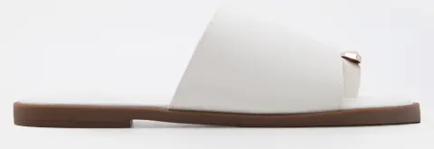 LUIGI DESIGN - Flat Σανδάλια με Μεταλλική Λεπτομέρεια & Strass - Λευκό