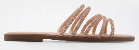 LUIGI DESIGN - Flat Σανδάλια με Πολλαπλά Λουράκια από Strass - Χαλκός