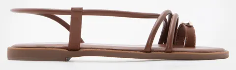 LUIGI DESIGN - Flat Σανδάλια με Λοξό Λουράκι με Μεταλλική - Καφέ