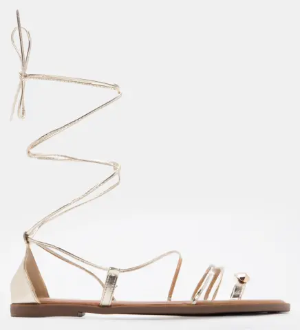 LUIGI DESIGN - Flat Σανδάλια Gladiator & Μεταλλική Λεπτομέρεια - Χρυσό