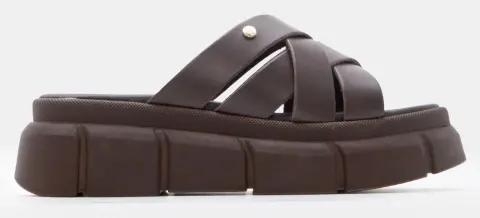 LUIGI DESIGN - Πλατφόρμες Flatform με Χιαστί Λουράκια - Καφέ Σκούρο