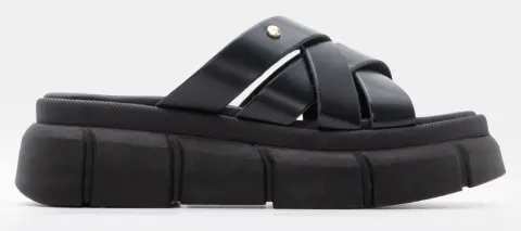 LUIGI DESIGN - Πλατφόρμες Flatform με Χιαστί Λουράκια - Μαύρο