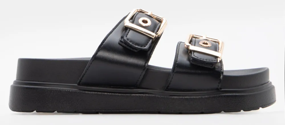 LUIGI DESIGN - Σανδάλια Flatform με Διπλές Τόκες - Μαύρο
