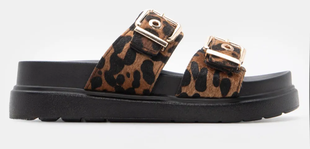 LUIGI DESIGN - Σανδάλια Flatform με Διπλές Τόκες - Animal Print