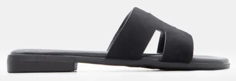 LUIGI DESIGN - Flat Σανδάλια με Ανοίγματα στο Πλάι - Μαύρο