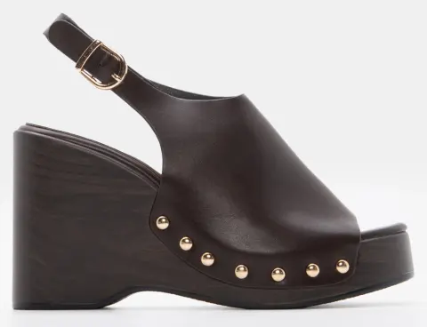 Πλατφόρμα Clogs με Τόκα - Καφέ Σκούρο