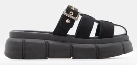 LUIGI DESIGN - Δερμάτινες Πλατφόρμες Flatform με Τόκα - Μαύρο