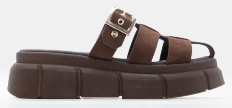 LUIGI DESIGN - Δερμάτινες Πλατφόρμες Flatform με Τόκα - Καφέ Σκούρο
