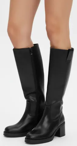 Μπότες Flatform με Φερμουάρ - Μαύρο