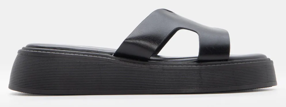 LUIGI DESIGN - Σανδάλια Flatform με Ανοίγματα στην Φάσα - Μαύρο