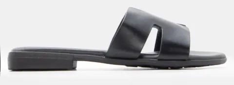 LUIGI DESIGN - Flat Σανδάλια με Ανοίγματα στο Πλάι - Μαύρο-Ματ