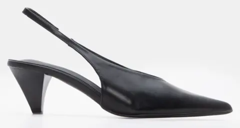 Γόβες Μυτερές Slingback με Λάστιχο - Μαύρο