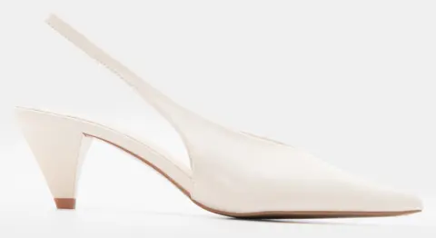Γόβες Μυτερές Slingback με Λάστιχο - Εκρού