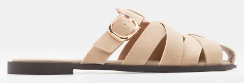 Flat Σανδάλια με Περίτεχνα Λουράκια & Τόκα - Μπεζ