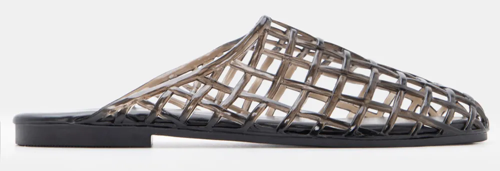 Mules Jelly Flat με Πλέξη - Μαύρο