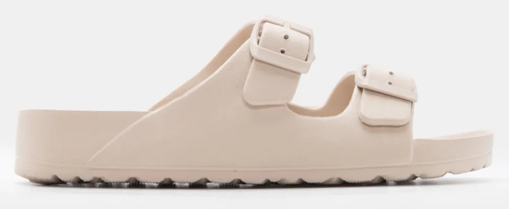 Παντόφλες με Διπλές Τόκες - Μπεζ-Σκούρο