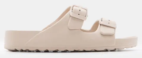 Παντόφλες με Διπλές Τόκες - Μπεζ-Σκούρο