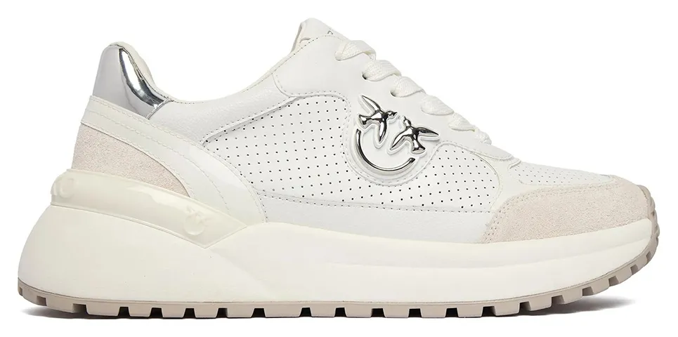 PINKO SHOES GEM 15 - SNEAKER COW SUEDE/PERFORATED WHITE SS0149P069Z1B-WHITE White