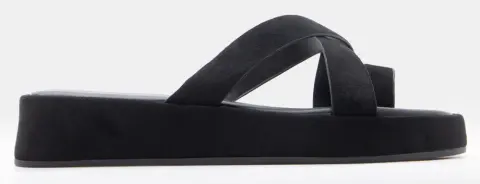 Πλατφόρμες Thong με Χιαστί Λουράκια - Μαύρο