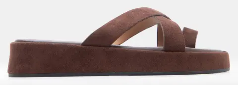 Πλατφόρμες Thong με Χιαστί Λουράκια - Καφέ Σκούρο