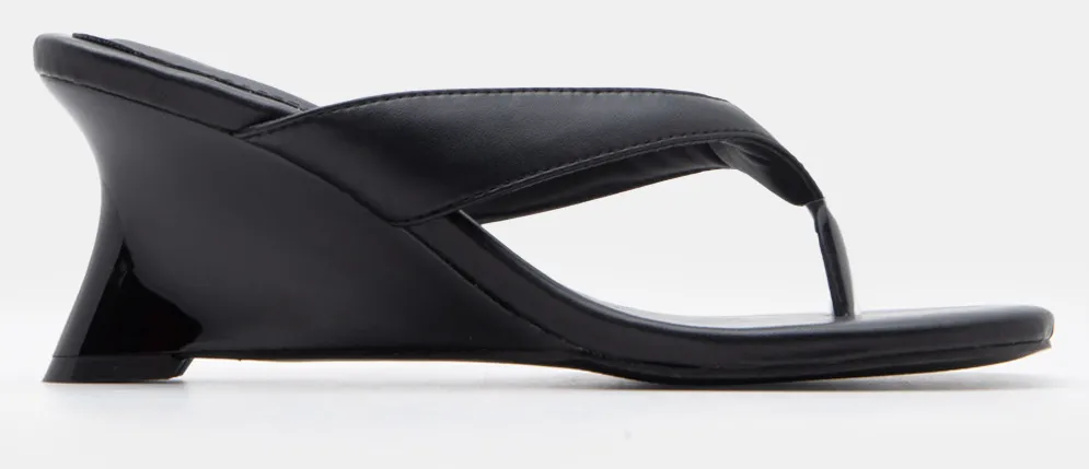 Mules Thong Wedge Μονόχρωμες - Μαύρο