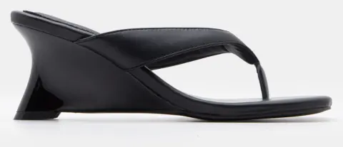 Mules Thong Wedge Μονόχρωμες - Μαύρο