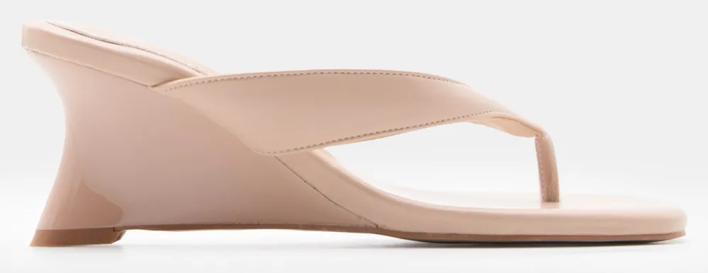 Mules Thong Wedge Μονόχρωμες - Μπεζ