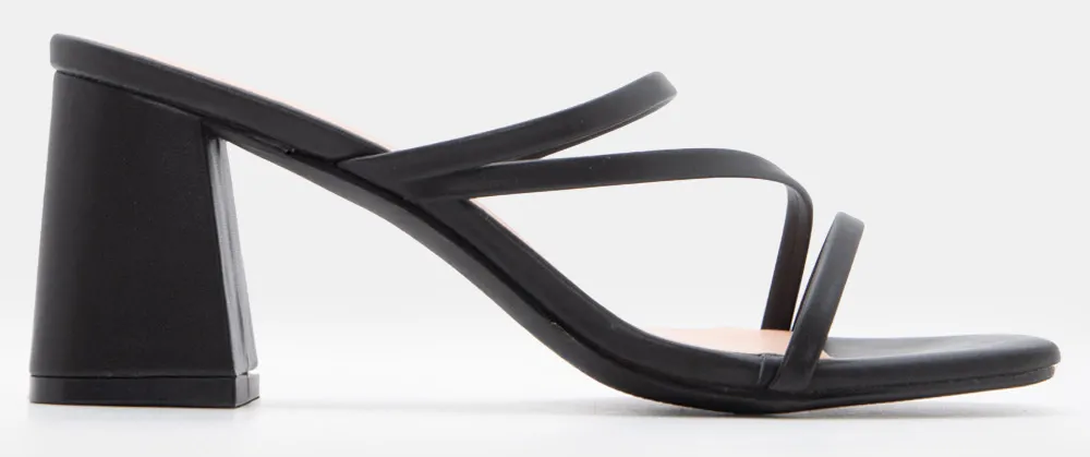 LUIGI DESIGN - Mules με Λουράκια - Μαύρο