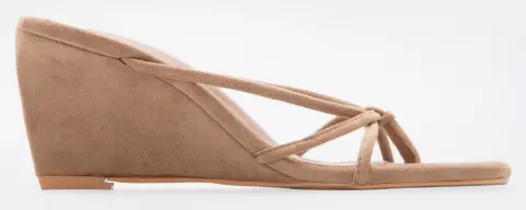 Mules Thong Wedge με Σχέδιο Κόμπο - Μπεζ-Σκούρο