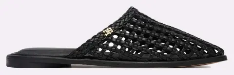 TOMMY HILFIGER HILFIGER LEATHER FLAT MULE FW0FW09280-BDS Black