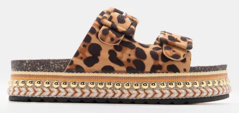 Σανδάλια Flatform Boho με Διπλές Τόκες - Animal Print
