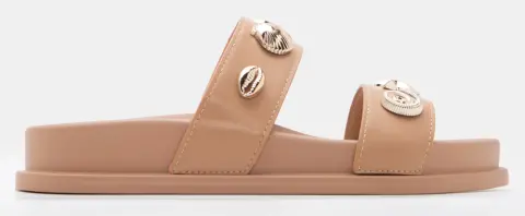Σανδάλια Flatform με Διακοσμητικά Λουράκια - Μπεζ-Σκούρο